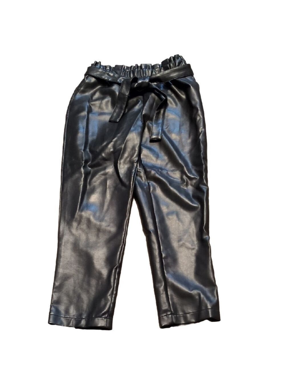 Bagatelle Collection Black Faux Leather Pull On Pants With Belt Size Small
